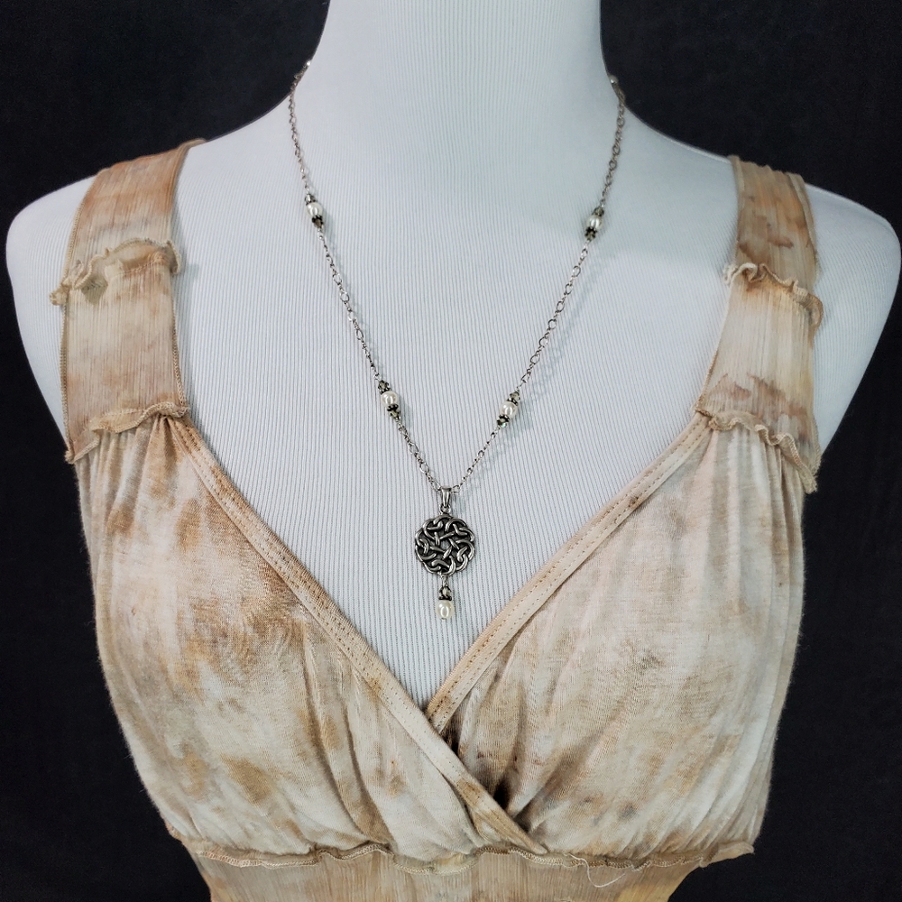 Vintage Sterling Silver 925 PSCL-Peter Stone IRISH CELTIC KNOT Pendant Necklace